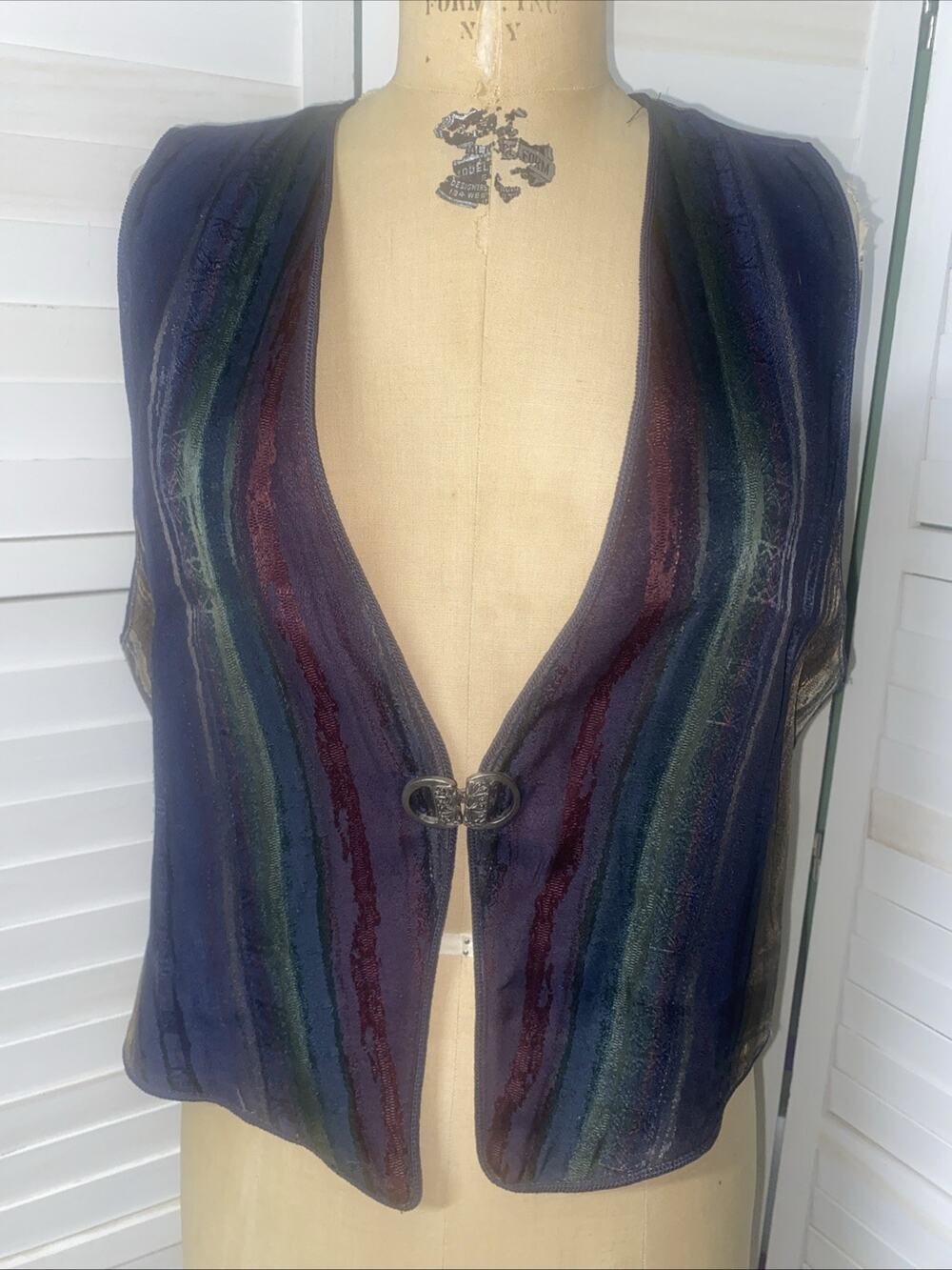 80s Longhorn Tapestry Striped Vest Western Wear Cowboy Women’s Medium Rodeo